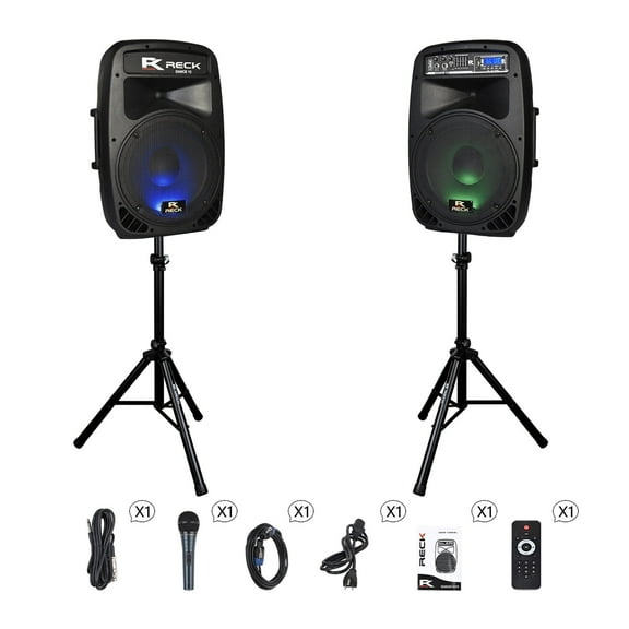 Dance 12 Portable 12" Bluetooth PA Speaker Combo System, 1500W PMPO, Dual Voltage, USB, SD, FM, Mic Input & Remote Control