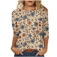 thumbnail image 2 of T Shirt for Women Crewneck Three Quarter Sleeve Fashion Loose Fit Abstract Swirl Dot Print Soft Breathable Lightweight Graphic Loungewear Daily Wear Summer Fall Tops, 2 of 5