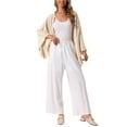 thumbnail image 2 of INSPIRE CHIC Women's Casual Cardigan 3/4 Sleeves Loose Fit Solid Color Linen Shrug S Apricot, 2 of 6