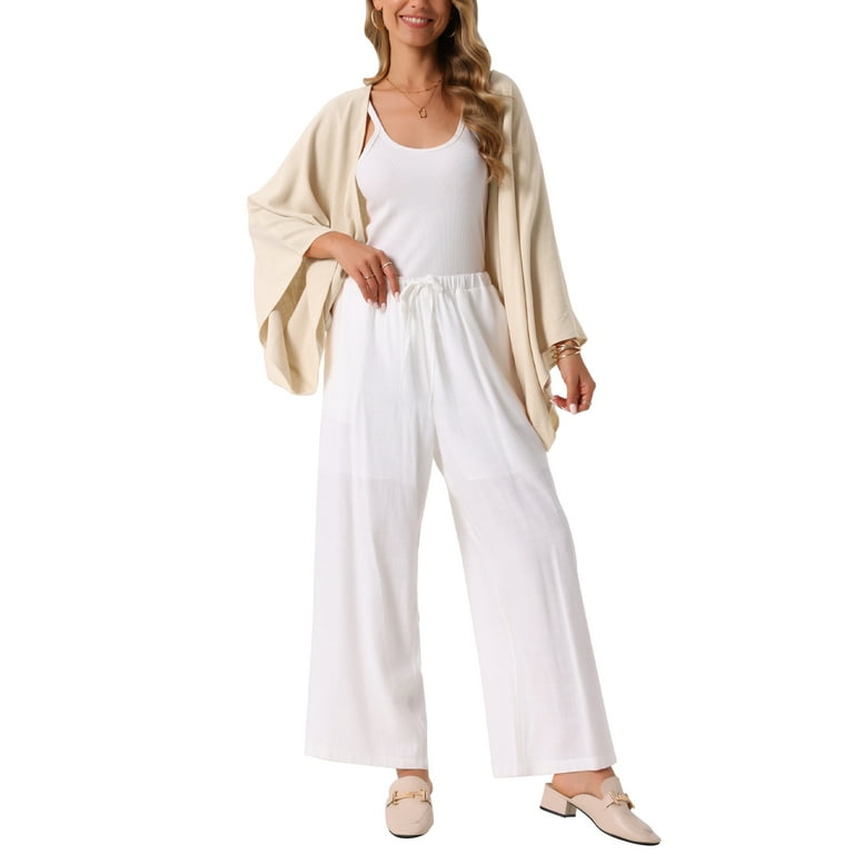 Women's Summer Linen Cardigan 3/4 Sleeve Open Front Loose