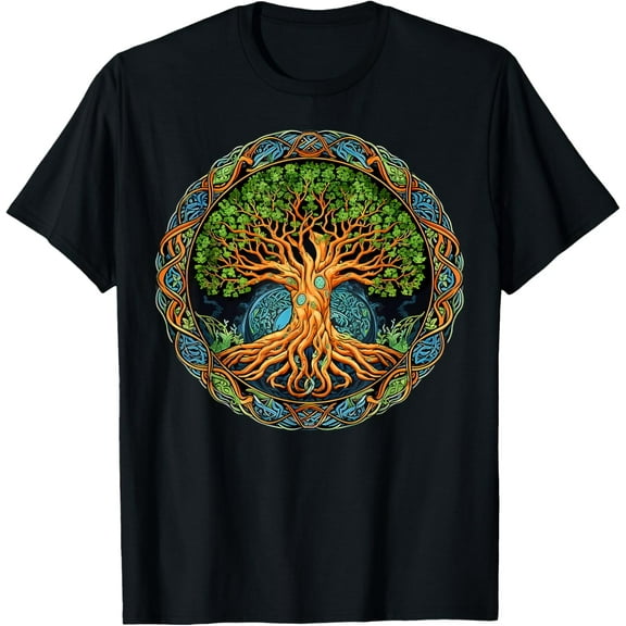 Yggdrasil Tree of Life T-ShirtMen and women, White Black T-shirt, size: Extra large S-2144XL