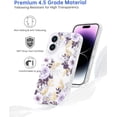 thumbnail image 5 of Case for iPhone 16 Case with Purple Hibiscus and Rose Floral Design, Cute Clear Flower Phone Cover for Women Girls, [Non Yellowing] Slim Shockproof Bumper with Gold Accents, 5 of 5