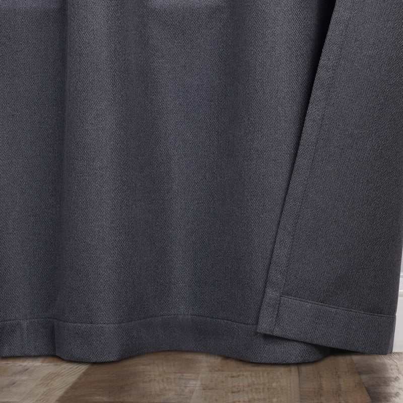 Superior Nyan 100% Blackout Curtains Set of 2, Grommet Header Curtain Panel Pair, Charcoal, 52"W x 96"L