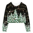 thumbnail image 3 of Renewold Girls Crop Hoodies Size 5-6 Happy Christmas Trees Sweatshirt Preppy Pullover Tops Stylish Candy Canes Activewear Fall Clothing for Party Date Club, 3 of 4