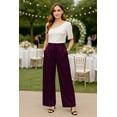 thumbnail image 5 of OHHSHEEN Women's Satin Pants, Wide Leg Pants Woman, Elastic High Waist Pants for Women Work, Casual Party Trousers, 5 of 6