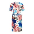 thumbnail image 5 of Summer Dresses, Red White And Blue Plus Size V Neck Casual Dress With Pockets Loose Fit 4Th Of July Sundress For Vacation Party Dresses Birthday Women Puff Dress (3XL, Light Blue) ZMTing, 5 of 5