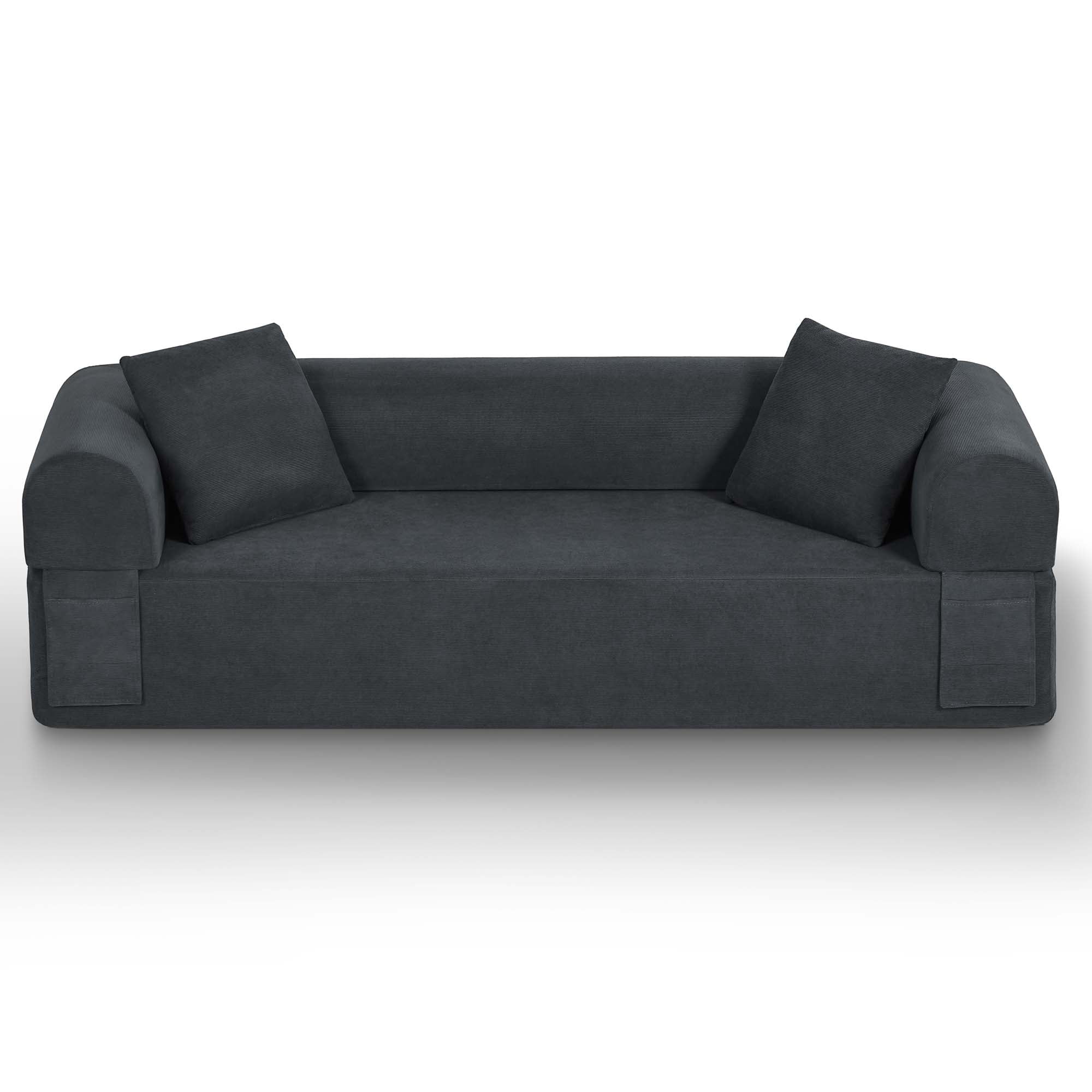 Miniyam 83" W 3 Seater Sofa Boneless Couches, No Assembly Needed, Modern Combination Sofa for Compact Living Rooms, Apartments, and Offices(Gray)