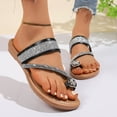 thumbnail image 2 of LOVZFMLL Sandals for Women 2025 Fashion Ring Toe Glitter Flat Flip Flops Thong Casual Slip On Open Toe Slides Sandals for Summer Beach Vacation Outdoor Black 6, 2 of 9