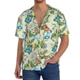 thumbnail image 7 of Lsque Meadow Plants And Butterflies print Men's Cuban Collar Short Sleeve Shirt Summer Beachwear Casual Button Down Fashionable Vacation Leisure Shirt-4X-Large, 7 of 7