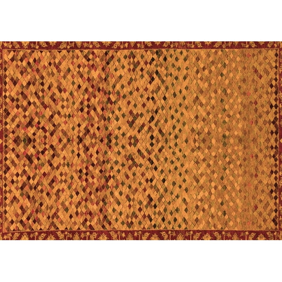 Ahgly Company Indoor Rectangle Abstract Orange Modern Area Rugs, 2' x 4'