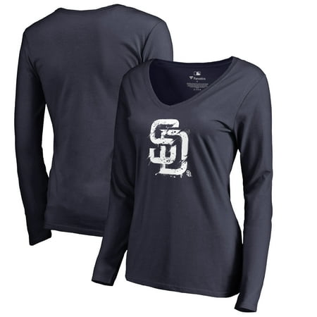 Logo Watch San Diego Chargers - San Diego Padres Fanatics Branded Women's Splatter Logo Long Sleeve V-Neck T-Shirt - Navy