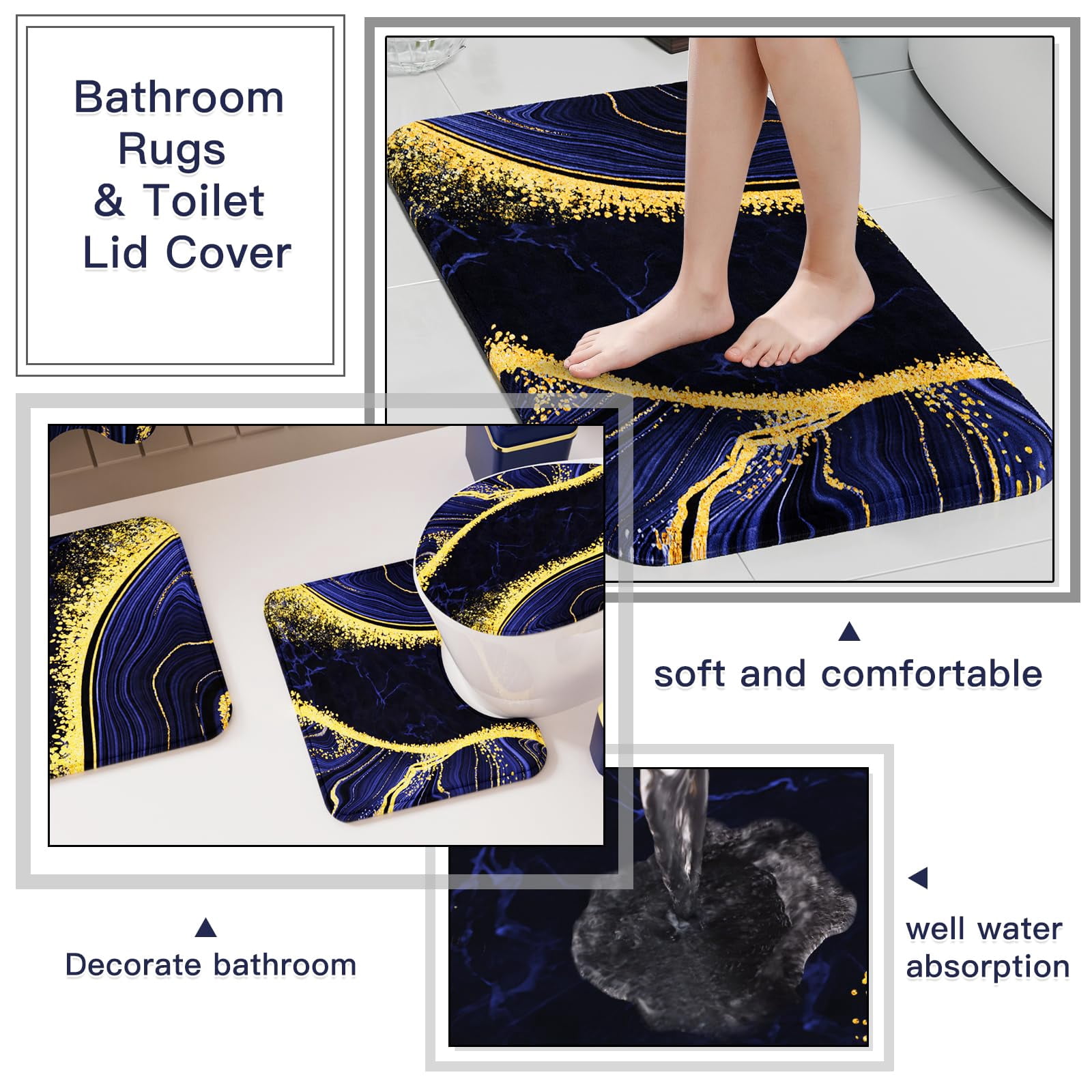 17PCS Bathroom Accessories Bathroom Set Black Bathroom Accessories,Toilet Brush, Trash Can, Qtip Holder Dispenser& 3PCS Soap Dispenser