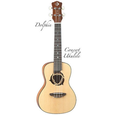 Luna Dolphin Cutaway Solid Spruce Top Concert Ukulele - Natural