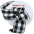 thumbnail image 2 of Value Ribbon Cambridge 2.5" X 25 YD Wired Buffalo Gingham Ribbon for Gift Wrapping and Crafts, Black and White Plaid, 2 of 4