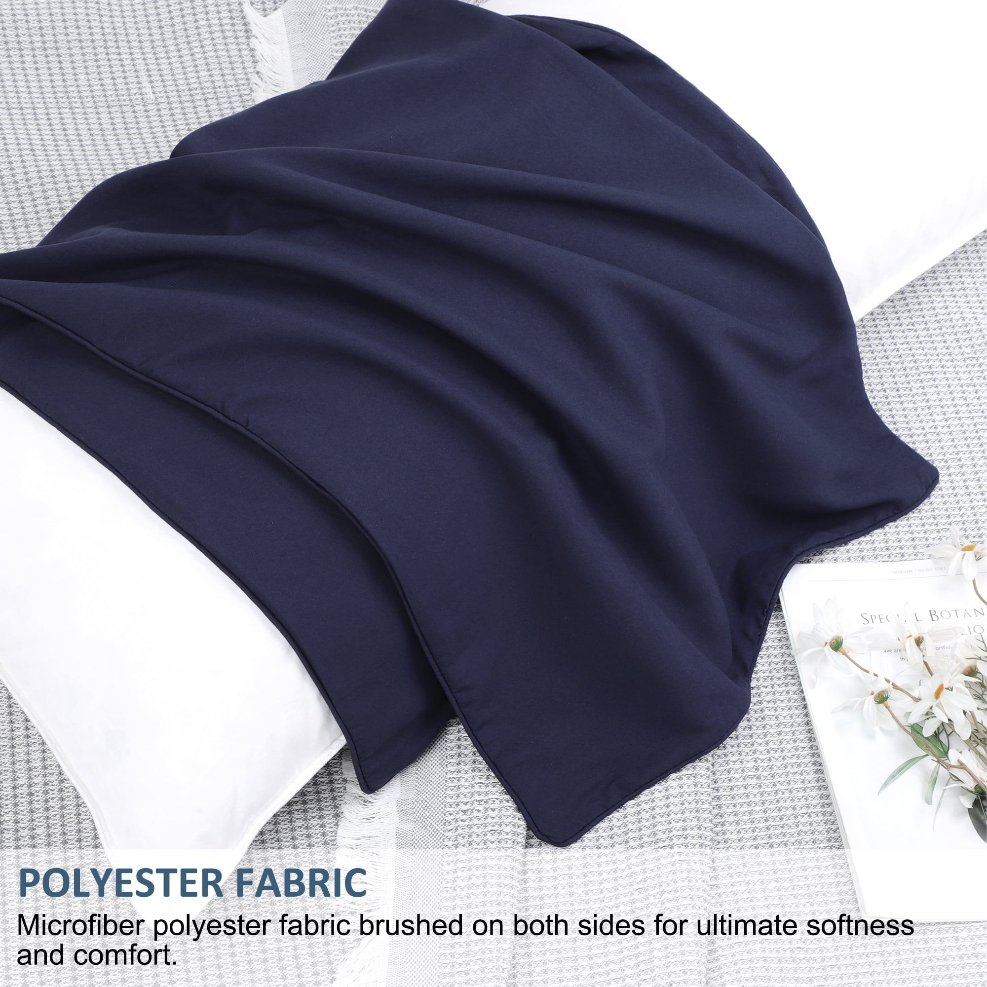 Unique Bargains Brushed Zipper Closure Body Microfiber Pillowcases Navy 20"x54"