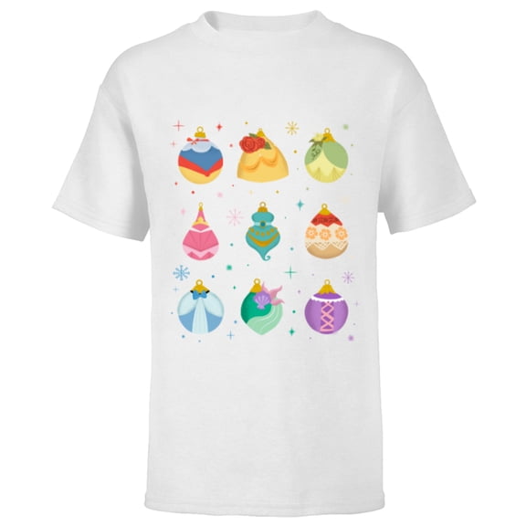 Disney Princess Holiday Enchanting Christmas Ornaments - Short Sleeve T-Shirt for Kids - Customized-White