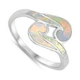 thumbnail image 4 of CHOOSE YOUR COLOR White Simulated Opal Twisted Swirl Wave Cocktail Ring Sterling Silver Band CZ Female Size 9, 4 of 4