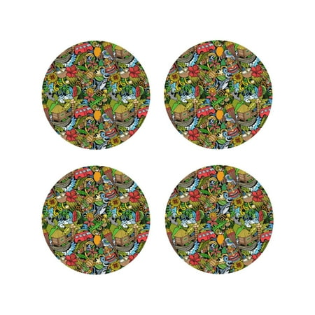 

Tideii Hawaiian Culture Symbols 1 for Leather Coasters 4 Pieces Anti-fouling and Anti-scalding Decorative Coasters Suitable for Restaurants Kitchens Coffee Shops-Round Shape