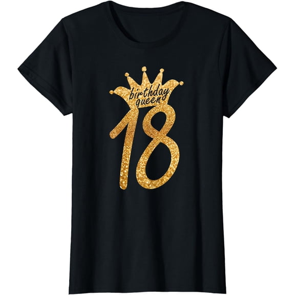 Womens Cute Gold 18th Birthday T-Shirt Birthday Queen Gifts T-Shirt