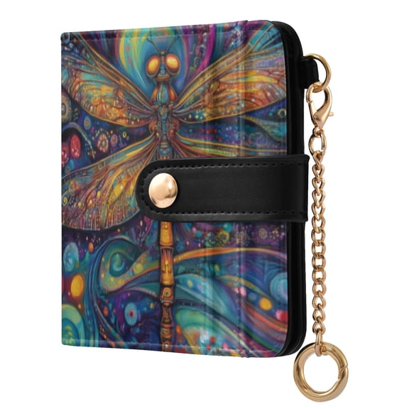 Qxltty Weird Style Dragonfly Ladies Wallet Rfid Slim Thin Compact Credit Card Women Wallet Zipper Coin Pocket and ID Window for Female Gifts