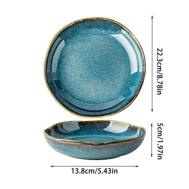 JJKBVCLO Ceramic Dinnerware Set Irregular Deep Plates For Kitchen Dining Table Elegant Speckled Glaze Design Tableware