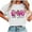 01 White, variant on Fewfanhot Shirts for Women Bow Shirts for Women Love Letter Print T-Shirts Casual Pink Ribbon Short Sleeve Tops