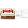 thumbnail image 5 of Full Size Wooden Platform Bed Frame with Bookcase Headboard & LED Lights, No Spring Box Needed, Rustic Brown for Bedroom, 5 of 23