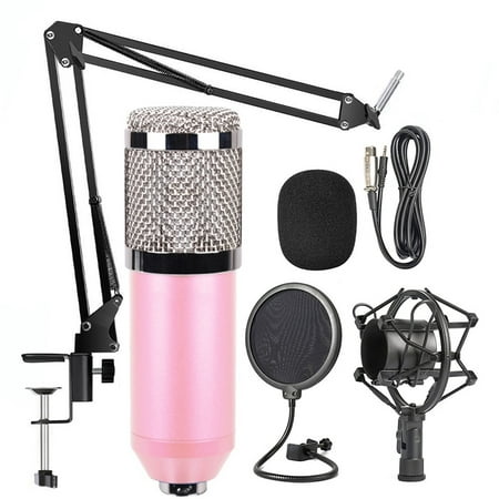 AMZER Mic Kit Condenser Microphone with Adjustable Mic Suspension Scissor Arm, Shock Mount and Double-layer Pop Filter, For Studio Recording, Live Broadcast, Live Show, KTV,