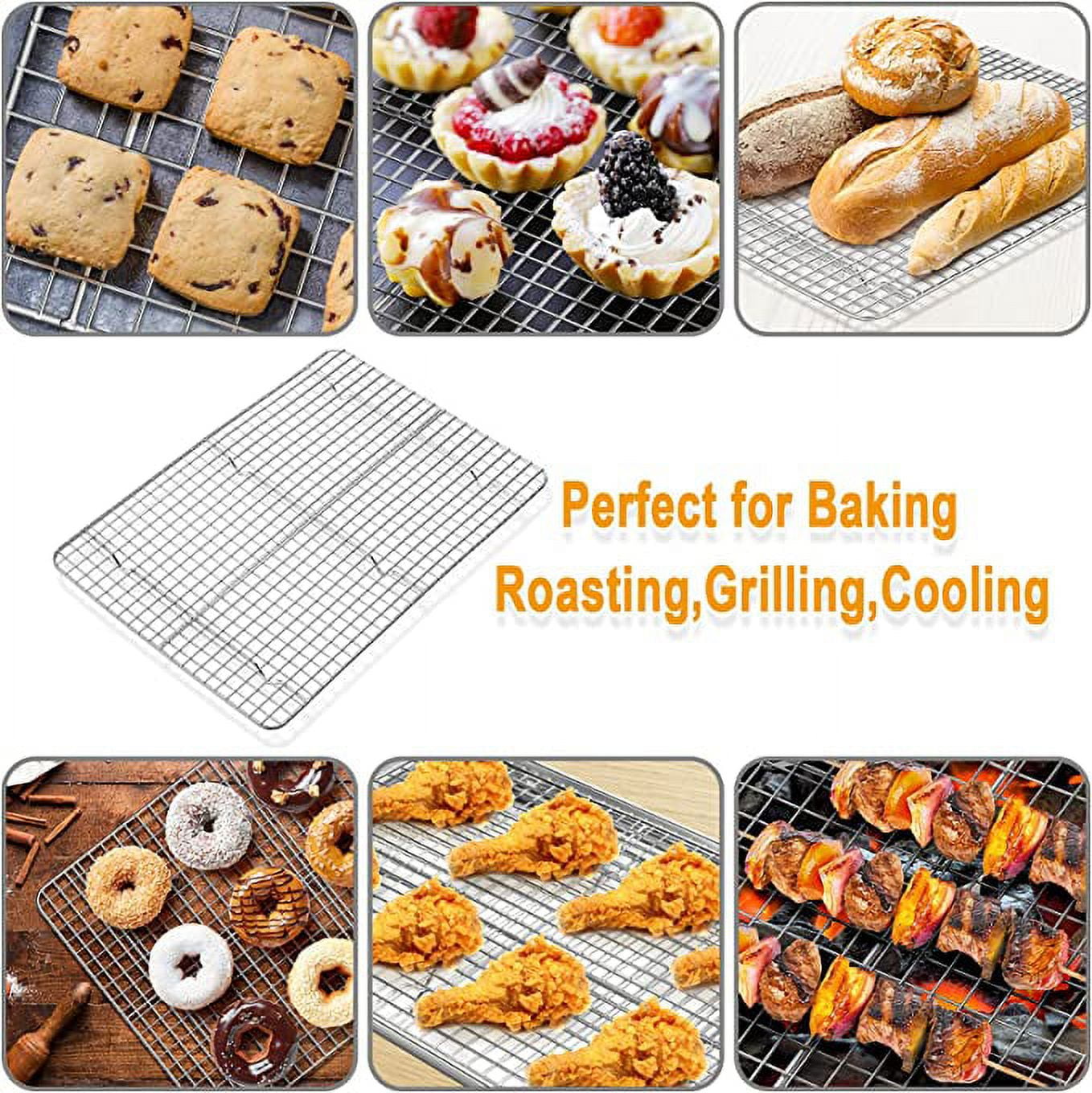 Happon 9.2 x 6.8 Inch Baking Sheet and Rack Set, Stainless Steel Baking Cookie Sheet Pan with Grid Rack for Cooking / Roasting / Cooling, Oven & Dishwasher Safe, Healthy & Durable