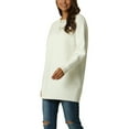 thumbnail image 4 of INSPIRE CHIC Women's Round Neck Pullover Long Sleeve Casual Sweater with Pockets S White, 4 of 7