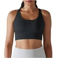 thumbnail image 2 of REORIAFEE Ribbed Sports Bras for Women U Back Sports Bra Medium Support Padded Bra Wireless Medium Impact Sports Bra Padded Yoga Workout Bra Quick Drying Tops Black M, 2 of 6