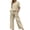 BUV47-Beige, variant on Two Piece Sets For Women Cotten Linen Mock Neck Short Sleeve Shirts Wide Leg Pants Summer Beach Vacation Outfits Black M