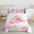 thumbnail image 2 of Castle Fairy Preppy Child Kawaii Rabbit Girl Bedding Comforter Set 2pcs,Starry Sky Twin Comforter Sets Microfiber,Dreamy Princess Breathable Bedding Set,Super Cozy Room Decor,Reversible, 2 of 8
