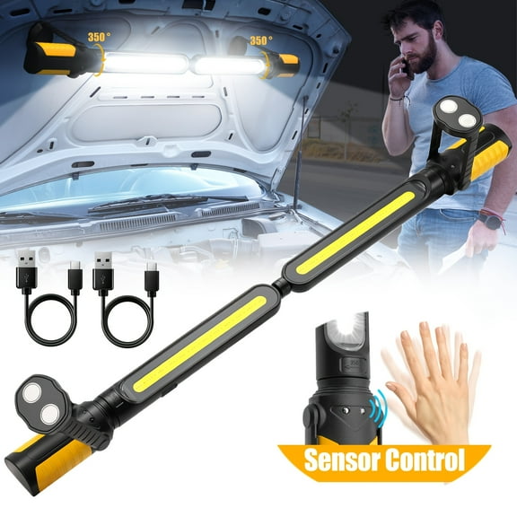 Rechargeable Cordless LED Work Light | Magnetic Portable Mechanic Light, Adjustable Gooseneck & Hook | Heavy-Duty for Car Repair, Garage, Underhood Inspection, Workshop, Emergency