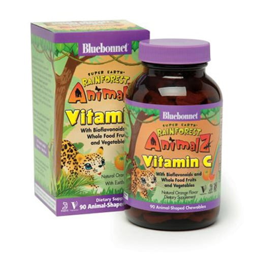 Bluebonnet Super Earth Rainforest Animalz Vitamin C Chews, Orange, 90 Ct