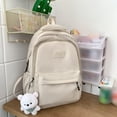 thumbnail image 7 of Uobin Female Student Solid Color Lightweight Nylon Backpack Multi Pocket Water Resistant Casual Daypack with Detachable Bear Pendant for Travel Work Commute Outdoor, 7 of 7