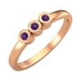 thumbnail image 4 of Round Shape Amethyst Stackable Women Ring 925 Sterling Silver Rose Vermeil Delicate Jewelry, 4 of 4