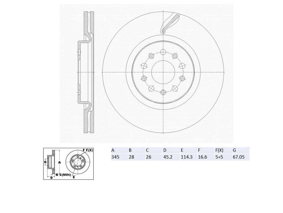 Winstop Brake Rotor, Front WS258568, Maserati Ghibli 2020-2014