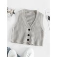 thumbnail image 2 of ZAFUL Women Leisure Crop Button Up Vest Cardigan Light Gray L, 2 of 5