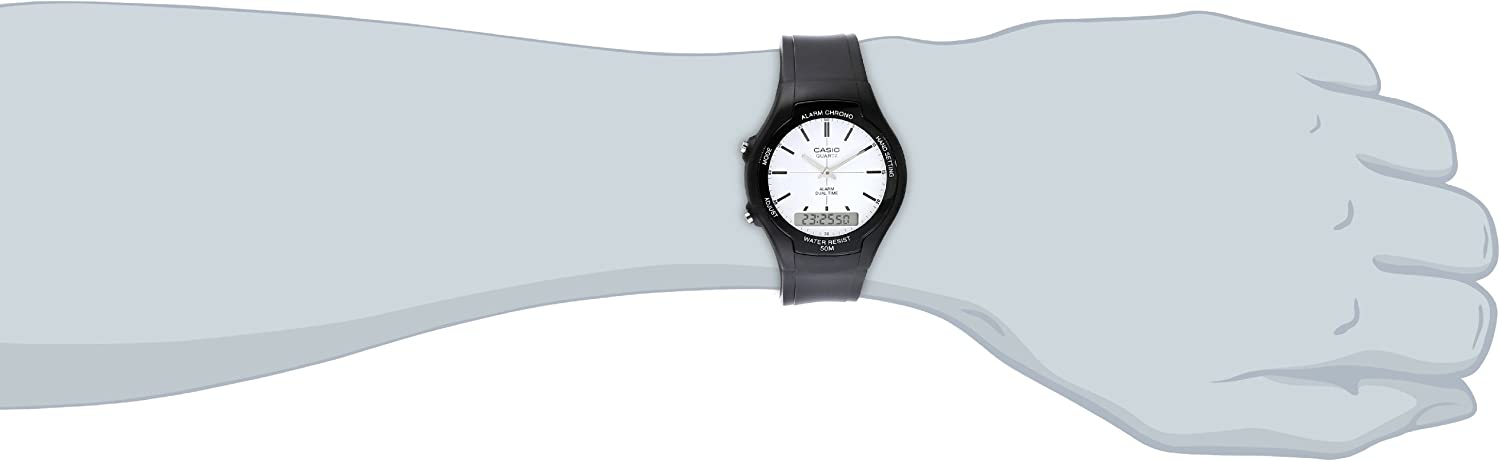Casio Men's AW-90H-7EV Core Black Rubber Quartz with White Dial Watch