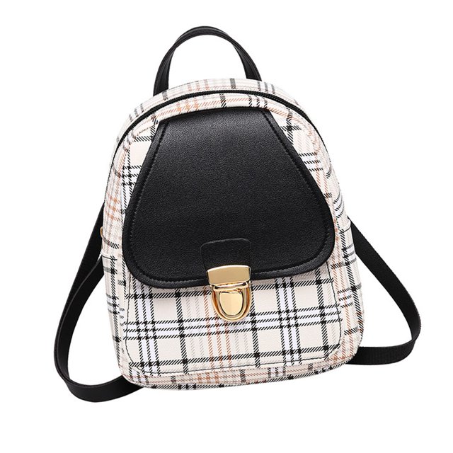Mochila pequeña para mujer diseño a cuadros 19 pulgadas hebilla de metal minimochila para mujer hombro ajustable para el trabajo Anggrek Otros