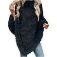 thumbnail image 2 of AGWOLF Womens Poncho Shawl Warm Faux Fur Collar Cape Sweater Jacket Casual Cable Knit Shawls Scarf Outdoor Dating Outfits, 2 of 5