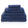 thumbnail image 1 of Basket Weave Egyptian Cotton 500 GSM Jacquard and Solid Combo 6-Piece Towel Set, 2 Face, 2 Hand, and 2 Bath Royal Blue, 1 of 1