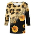 thumbnail image 5 of HKEJIAOI Hauts à Manches 3/4 pour Femmes Imprimé Floral Col Rond XXL Été, 5 of 5