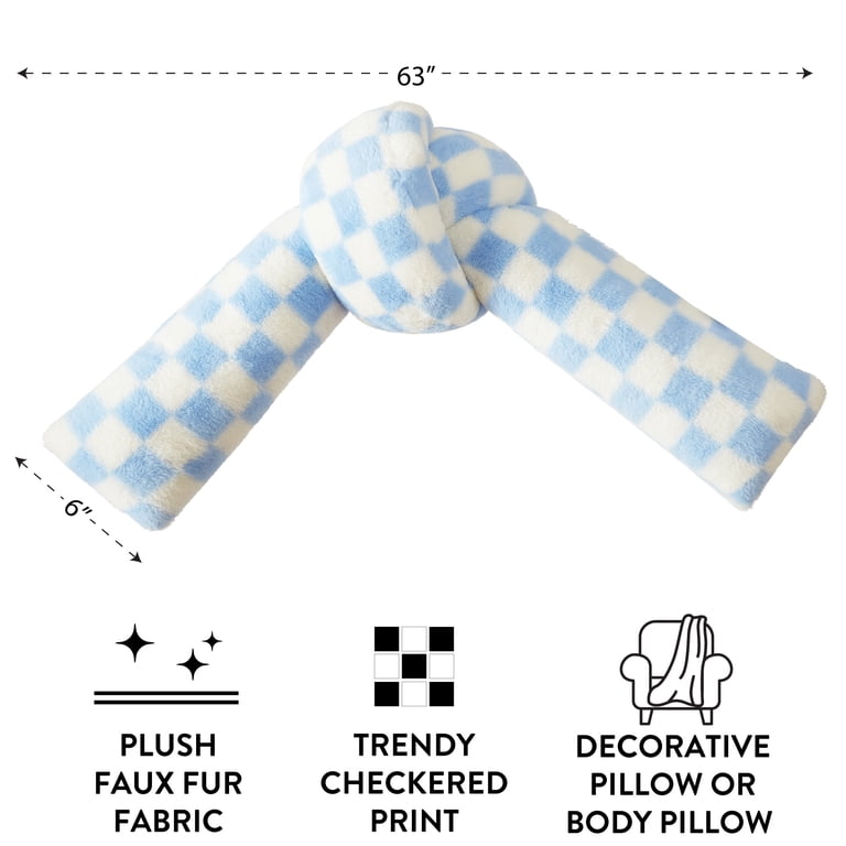 Mainstays Blue Checkered Knot Faux Fur Body Pillow photo 2