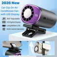 thumbnail image 3 of 2026 Portable Clip-on Car Air Cooler Fan, USB Rechargeable Mini Cooling Fan with 360° Rotation, 199 Speed LED Display Personal Cooler for Office Beach Camping Outdoor (Black), 3 of 11