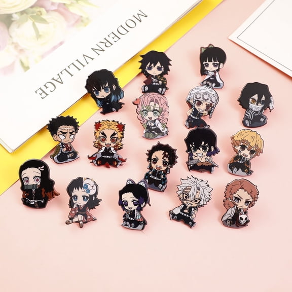 Demon Slayer Acrylic Pin Set,16PCS Cute Anime Character Brooches for Backpacks,Jackets,Hats and Cosplay,Perfect Gift for Demon Slayer Fans