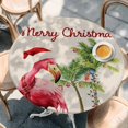 thumbnail image 3 of Christmas Flamingos Table Cloth, Round Fitted Tablecloths with Elastic Edge, Xmas Balls Tree Rustic Wipeable Waterproof Table Cover for Kitchen Wedding 36-44 Inches, 3 of 4