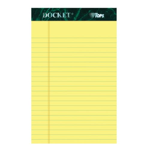 TOPS Docket Writing Tablet, 5 x 8 Inches, Perforated, Canary, Narrow Rule, 50 Sheets per Pad, 12 Pads per Pack (63350)