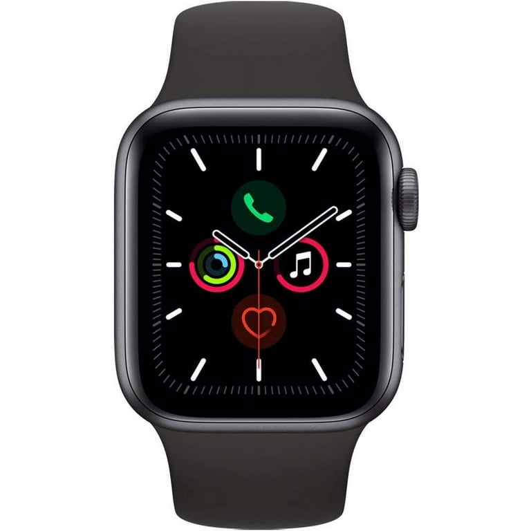  Apple Watch Series 4 (GPS, 44MM) - Space Gray Aluminum Case  with Black Sport Band (Renewed) : Electronics